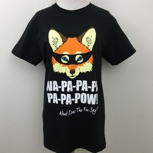 COPY 🇺🇦 Cotton Graphic Fox Tee Size Small New Without Tag Artsy Art To Wear